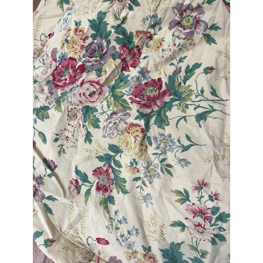 Vintage Ralph Lauren Doeskin Cotton Garden Floral KING Size Fitted Sheet